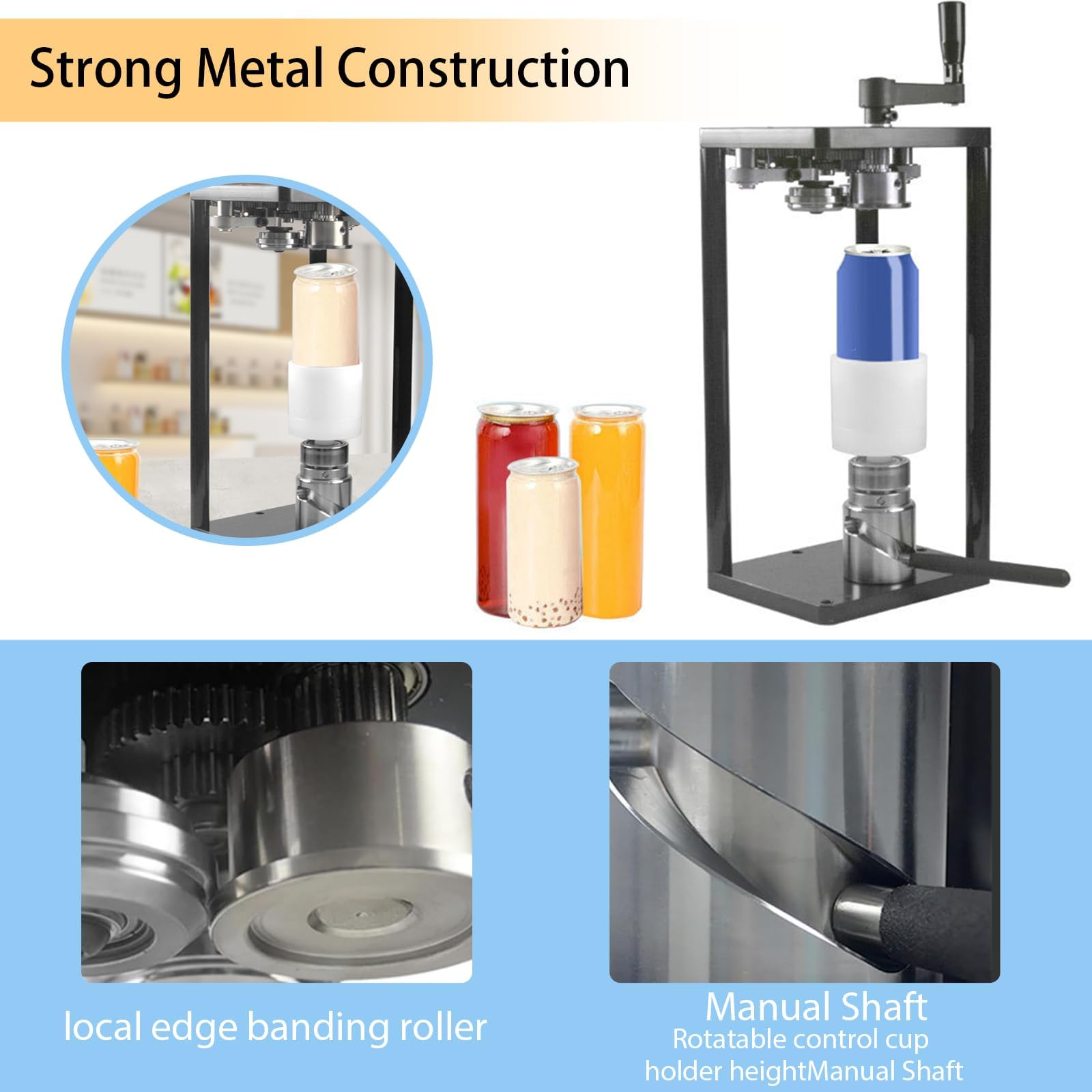 Manuelle Dosenversiegelungsmaschine für 330 ml, 500 ml, 650 ml Dosen, 5,6 cm Durchmesser, Lebensmittel- und Getränkeversiegelung für Getränke, Milch, Tee, Kaffee, Konserven