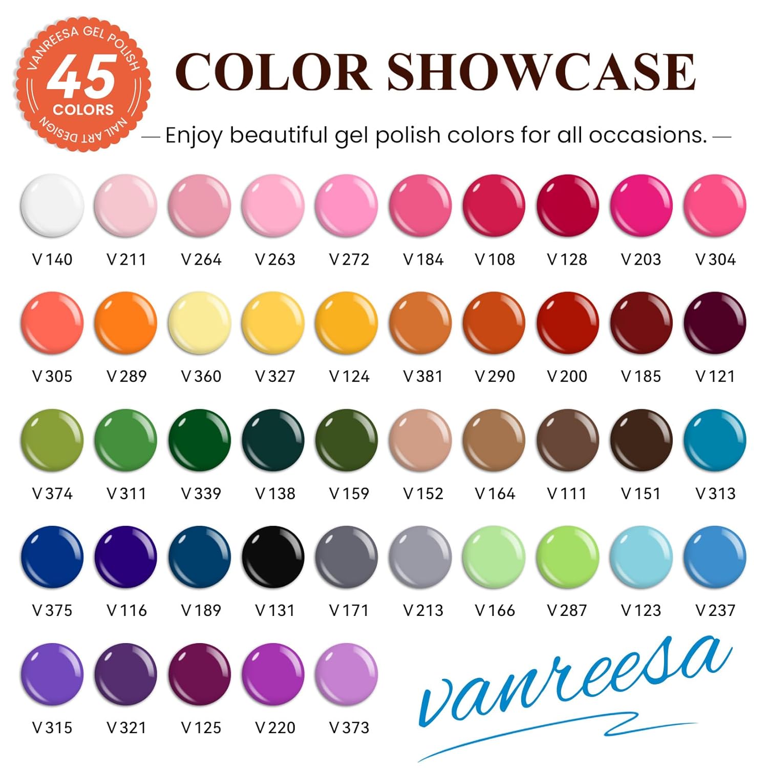 VANREESA Gel Nail Polish Kit with U V Light and Nail Drill Kit 75 Pcs Gel Polish Nail Set 45 All Season Colors Nail Polish Set Base Coat & 4 Effects Top Coat Complete Nail Kit Gifts for Women - Image 3