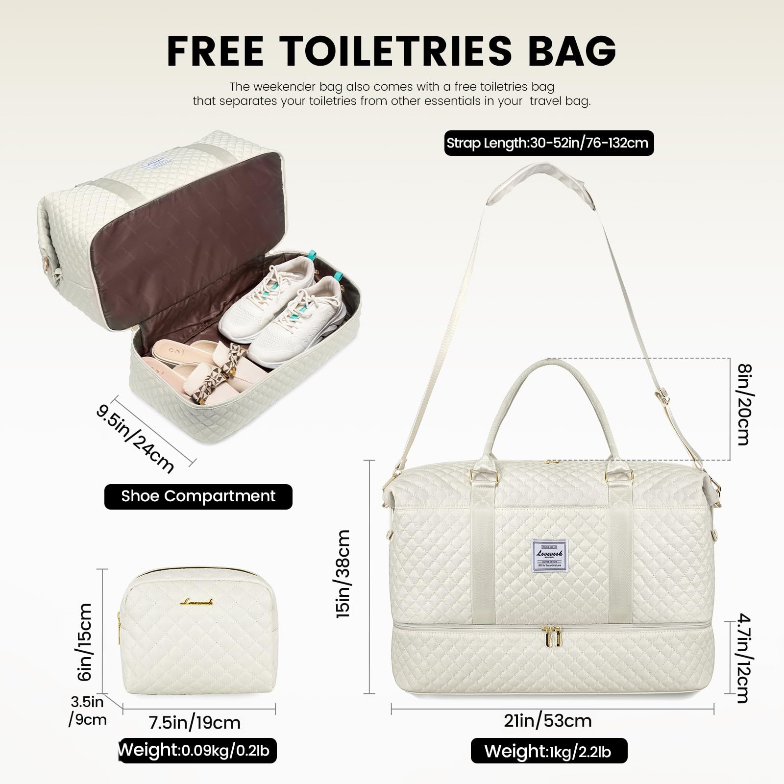 LOVEVOOK Borsa da Viaggio Donna Borsone Palestra Donna Bagaglio a Mano Easyjet Cabin Bag Weekend Travel Duffel Gym Bag con Organizer Valigia Grande Borsa Parto Ospedale Mamma Nascita per Aereo Sauna