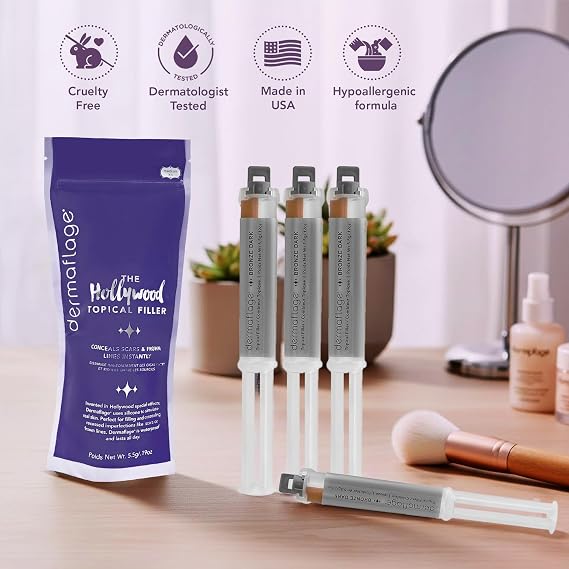 Dermaflage Scar Filler Refill, 4 Applicators | Silicone Scar Filler Refill for Recessed Scars, Wrinkles & Deep Pockmarks, Waterproof Skin-Like Finish, Up to 30 Applications