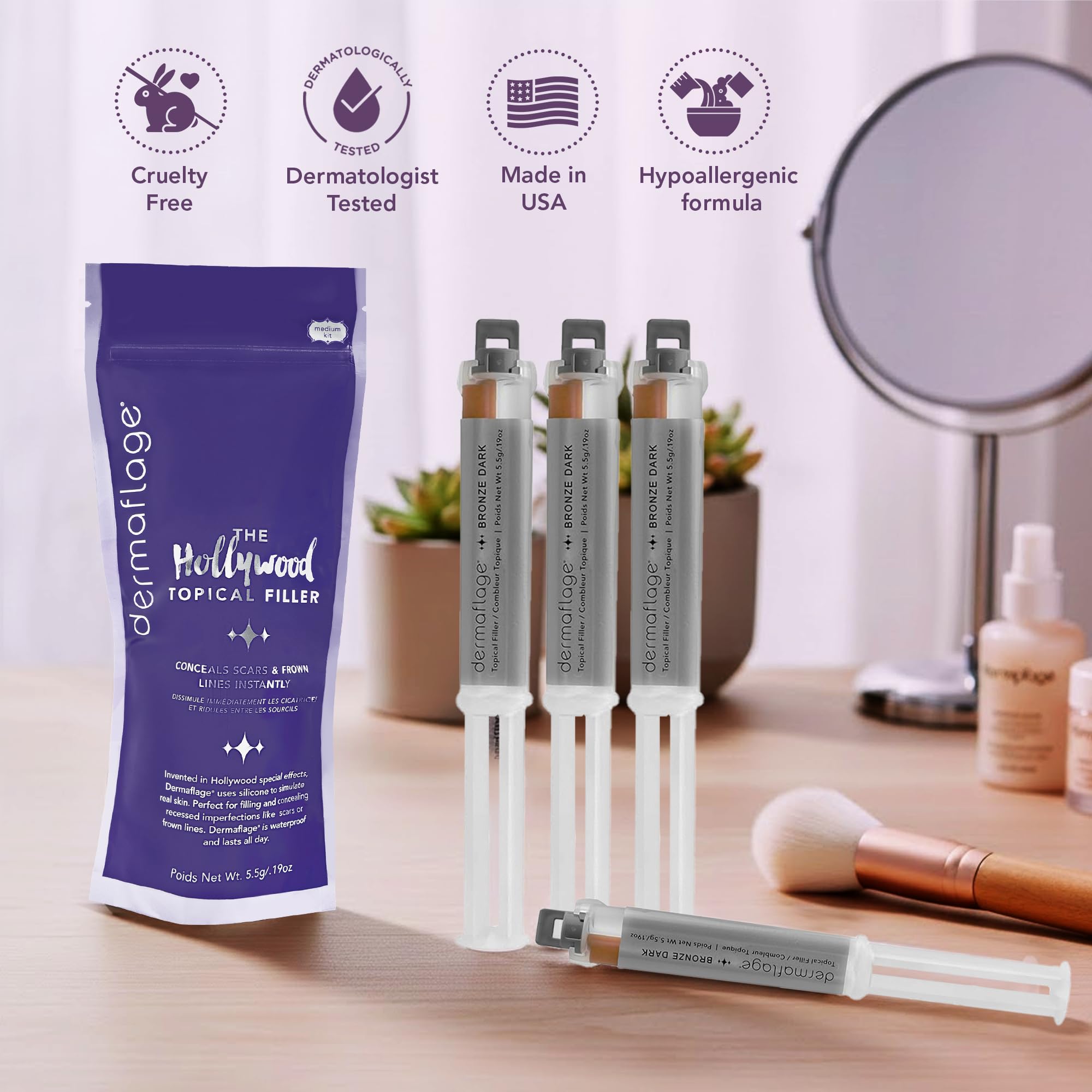 Dermaflage 4 Pack scar Filler Applicator for scar removal - Bronze Dark | Silicone Scar Filler Refill for Recessed Scars Wrinkles & Deep Pockmarks Waterproof Skin-Like Finish Up to 30 Applica product thumbnail 6