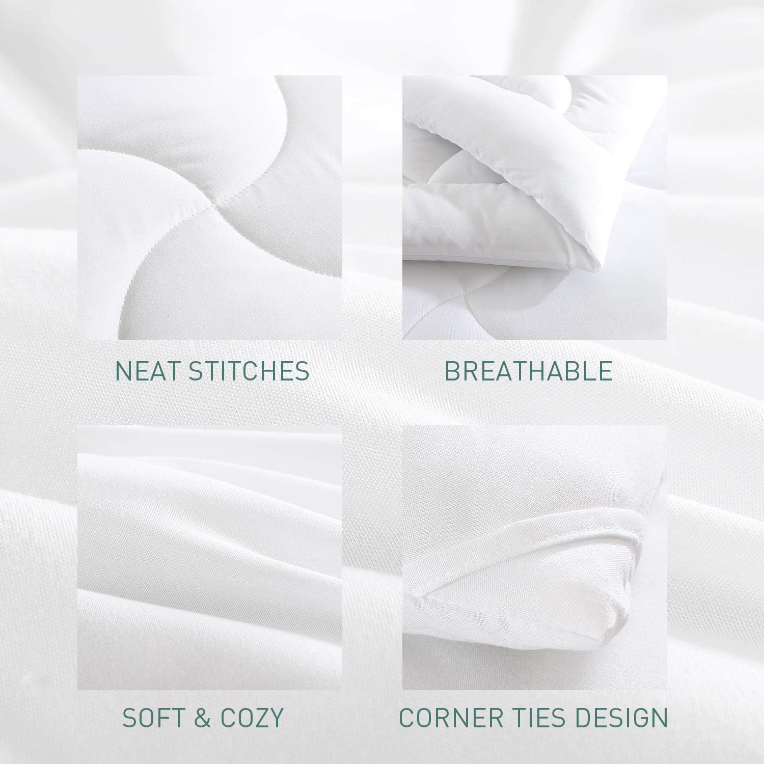 Eterish Comforters for Queen Bed, Quilted Down Alternative Comforter Queen All Season, Lightweight White Comforter Queen Duvet Insert with Corner Tabs, Microfiber Fill, Box Stitched
