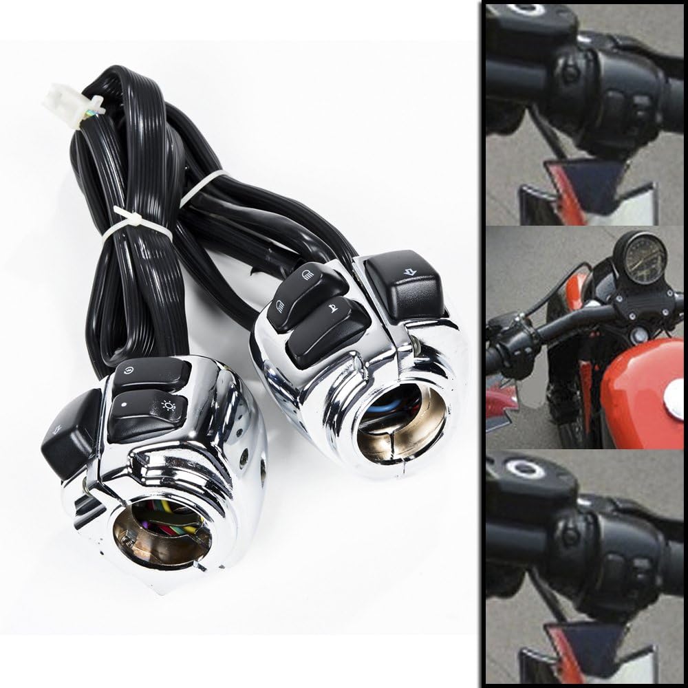 AMOPACORP 1" Handlebar Switch Wiring Harness+Left Clutch Lever Right Hydraulic Brake Master Cylinder+Chrome Forward Control Linkage+25mm Hand Grips Compatible with 96-03 Harley Sportster XL883 XL1200