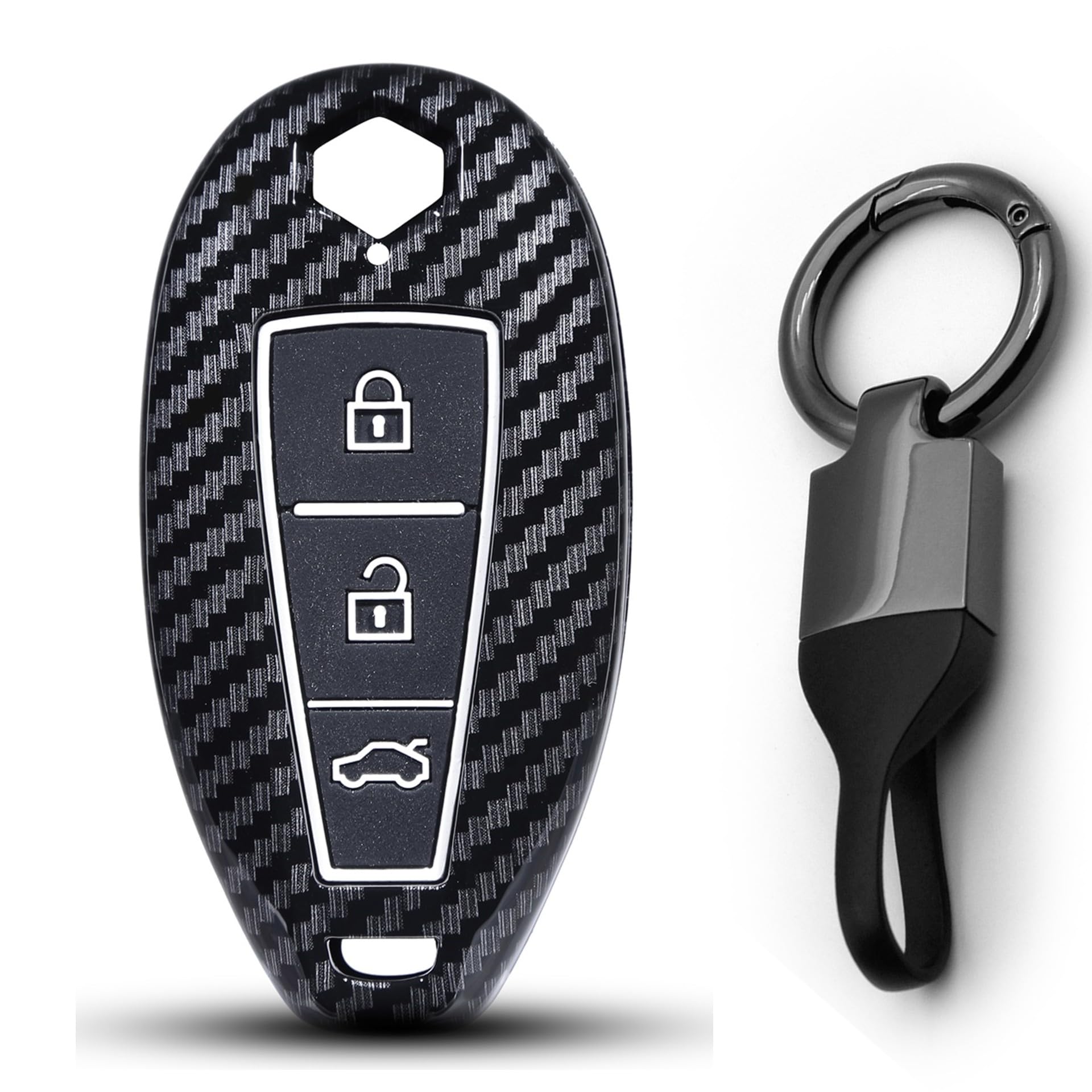 JVCV® Hard Case Key Cover Compatible with Maruti Suzuki 2 & 3 Button Baleno Ciaz Vitara Brezza S Cross Swift Ignis and Toyota Urban Cruiser Smart Key (with Keychain - Style B)