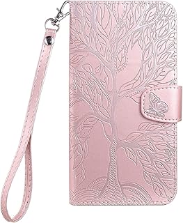 Tiyoo - Funda para Huawei P40 Lite, funda de piel a prueba de golpes con patrón del árbol de la vida, funda protectora con tarjetero y cierre magnético, funda para teléfono Huawei P40 Lite, color rosa