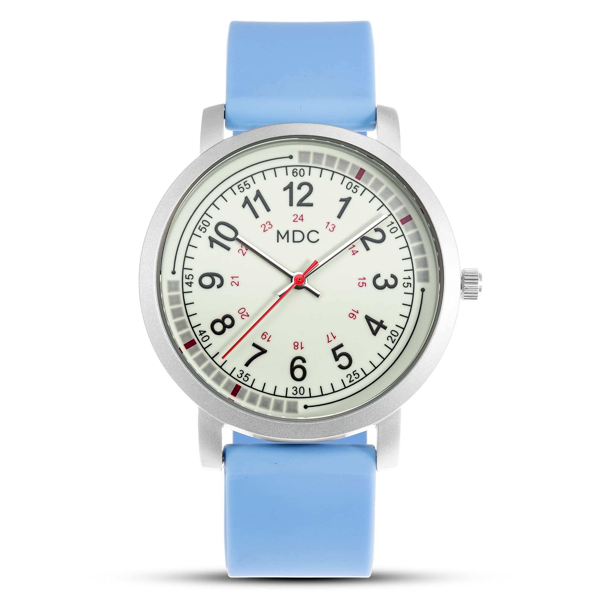 MDC Glow in The Dark Nurse Watches for Women, Nursing Watch with 15 Second Intervals Quadrant Pulse Ring, 5ATM Waterproof Analog Wristwatch, Silicone Band