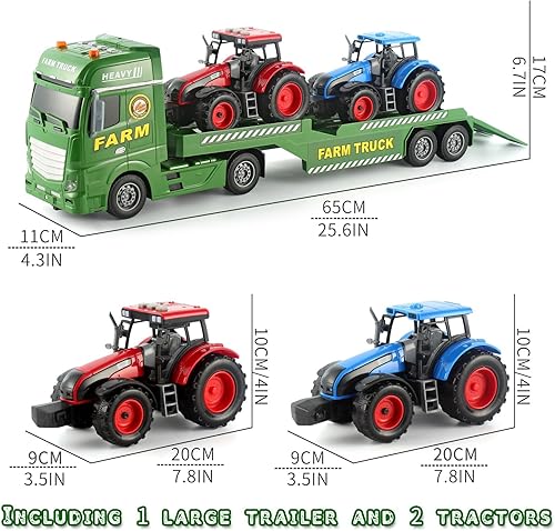 Miniatura 6 de Vehículos de fricción de camión agricultor de 25 pulgadas, 3 en 1, incluye 2 juguetes agrícolas Push & Go para niños pequeños a partir de 3 años