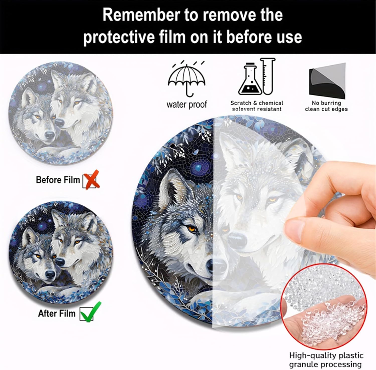 Generic 11.8 Inches Jungle Animal Wolf Acrylic Window Hanging Decor 3D Wolf Stained Glass Window Panels for Bedroom Office Garden Decoration Indoor Window Decor Gift for Mom Grandma Teacher - Image 4