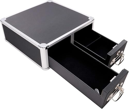 Miniatura 5 de Vaultz Cerradura 3 x 5 gabinete de la tarjeta de índice, cajón doble, negro (VZ01393)