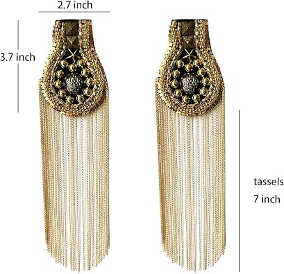 Unisex Ringmaster Shoulder Epaulets with Tassel Crystal Badge for 80s Blazer Dancer