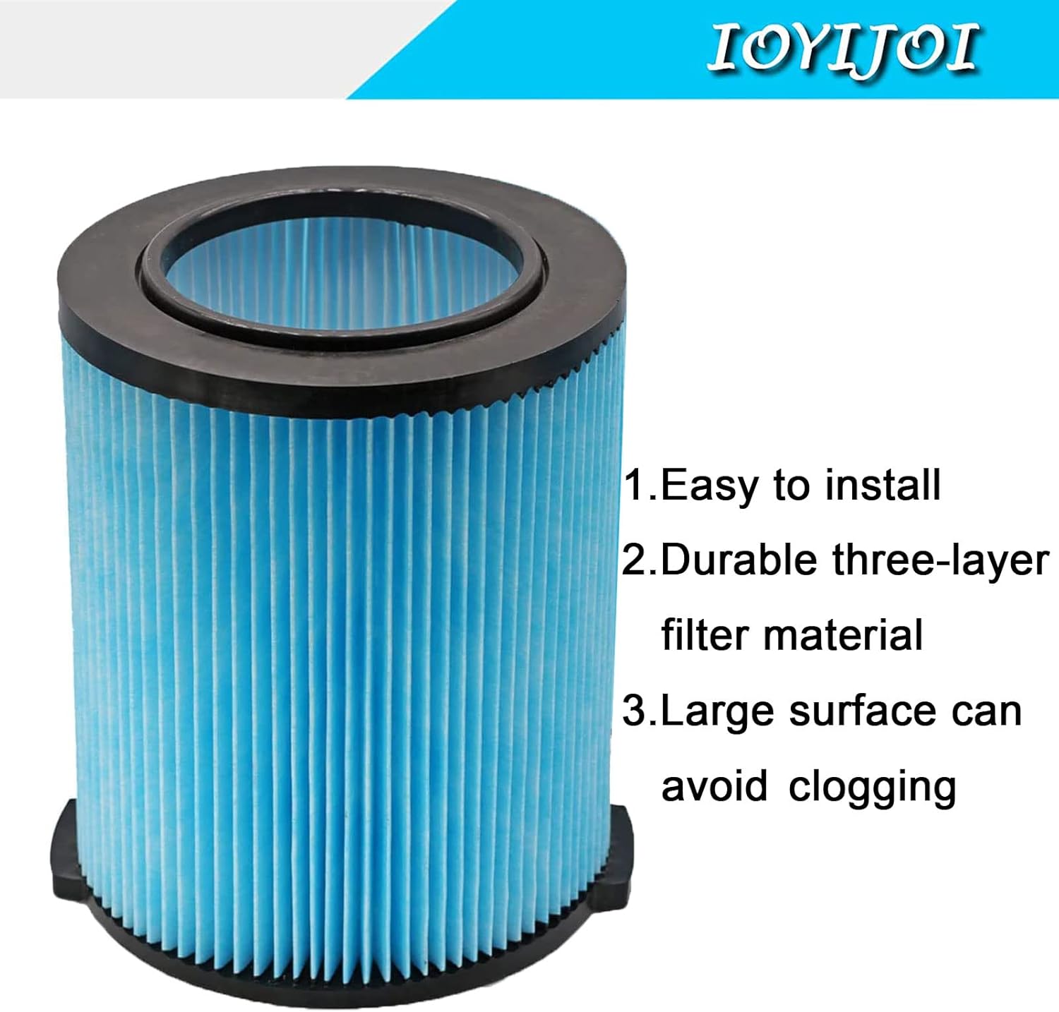 IOYIJOI 2 Pack VF5000 3-Layer Pleated Paper Replacement Filter Compatible with Ridgid 6-20 Gallon Wet Dry Vacuums WD1450 WD0970 WD1270 WD09700 WD06700 WD1680 WD1851 RV2400A - 