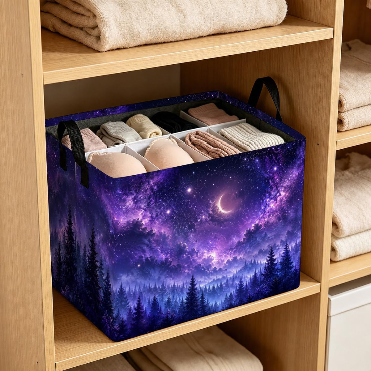 Starry Forest Storage Basket 56L, Laundry Hamper Gift Organizer