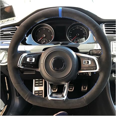 Amazon Co Jp ハンドルカバー Gti ため R Mk7 ポロ 15 16 手縫いの炭素繊維黒スエード車のステアリングホイールカバー ハンドルプロテクター 色 Style 4 車 バイク