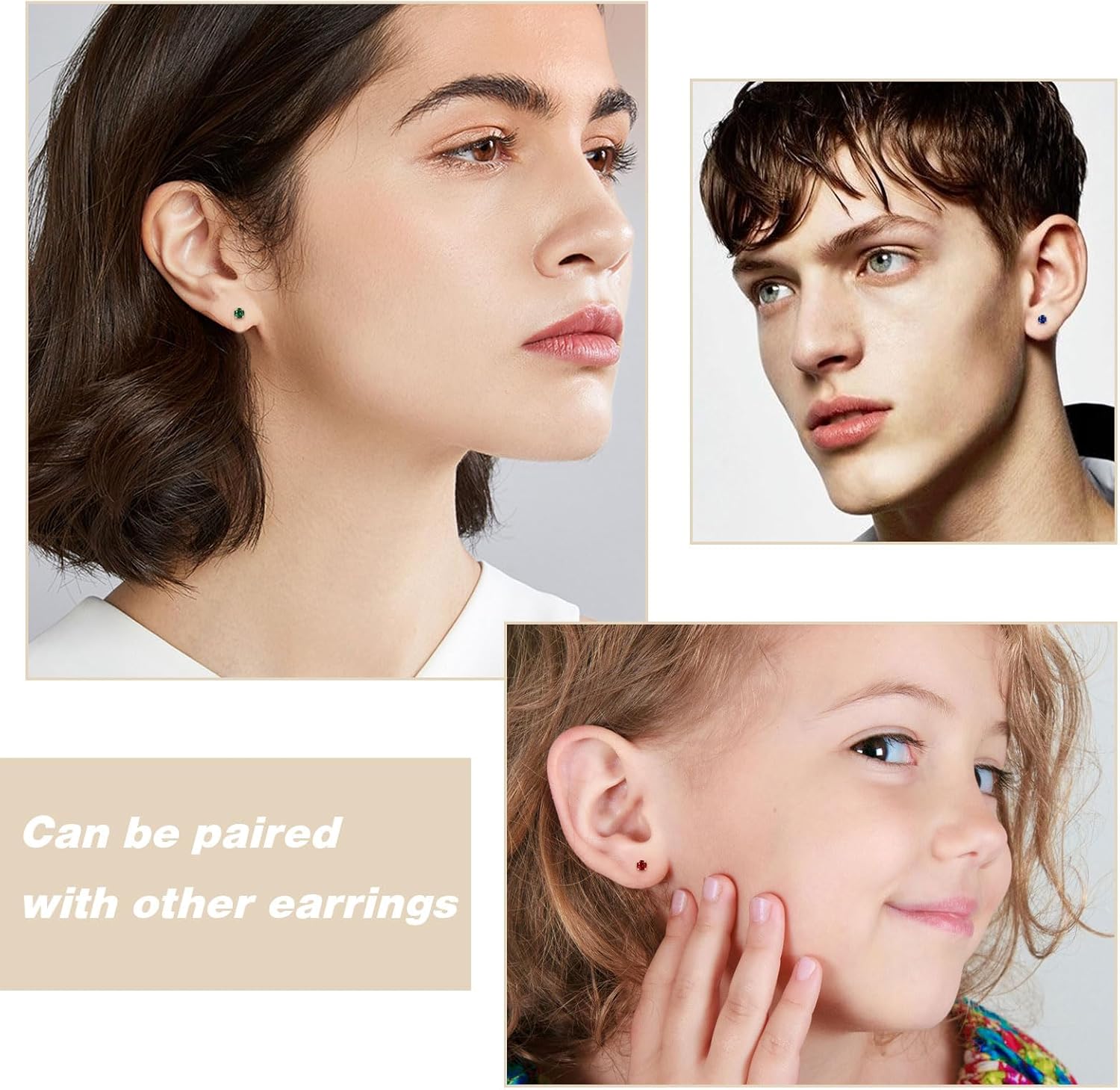 Small Gold Stud Flat Back Earrings for Women Girls, 14k Gold Plated Cubic Zirconia Screw Back Tiny Earrings, Hypoallergenic Flatback Dainty Cartilage Earring Jewelry Gifts for Teen Men - Image 3