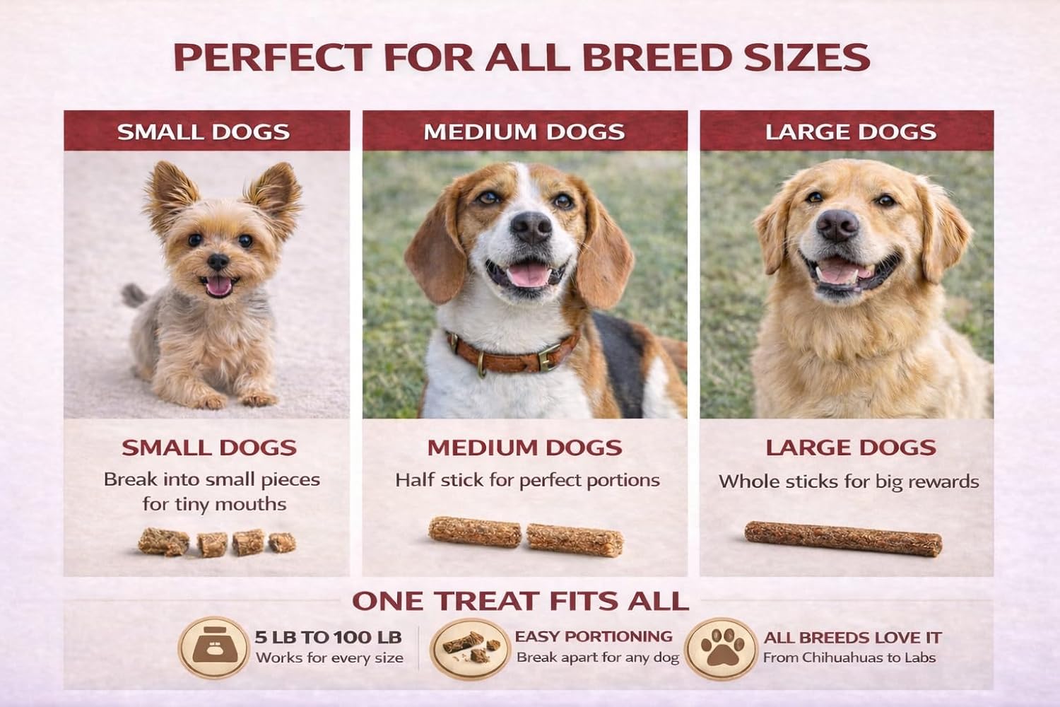 Grain Free Soft and Chewy Dog Stick Treats Variety Pack for Puppy Adult Seniors | Slim Training Treats Chicken Beef Bacon | Made in USA | 18oz (3 x 6oz Bags)