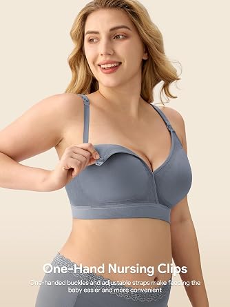 HBselect Nursing Bras for Breastfeeding, Seamless V Neck Maternity Bra Wireless Women Pregnancy Postpartum Bra Sleep Bralette