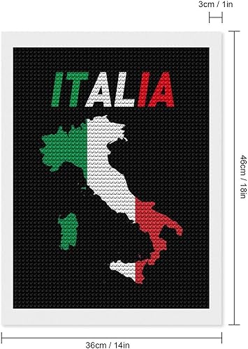 Miniatura 2 de Kit de pintura de diamantes de mapa de bandera de Italia, pintura de bricolaje, pintura de diamante, arte para decoración de pared del hogar