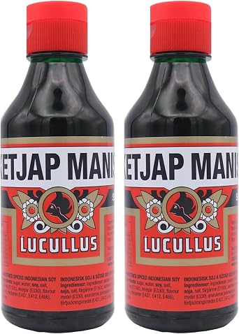 Lucullus Ketjap Manis Sauce 250 مل - صلصة الصويا الحلوة الإندونيسية التوابل 2-حزمة + UpLabel إبداعات 1 مل ملعقة قياس