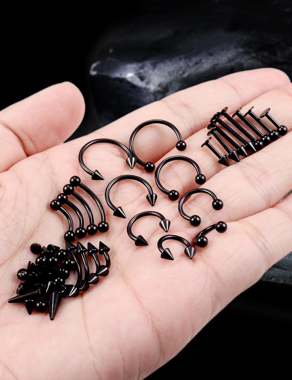 16G 20G Horseshoe Septum Nose Lip Rings Surgical Steel Tragus Forward Helix Conch Rook Daith Snug Cartilage Earring Medusa Vertical Labret Snake Bite Monroe Lip Piercing Jewelry for Women Men - Image 7