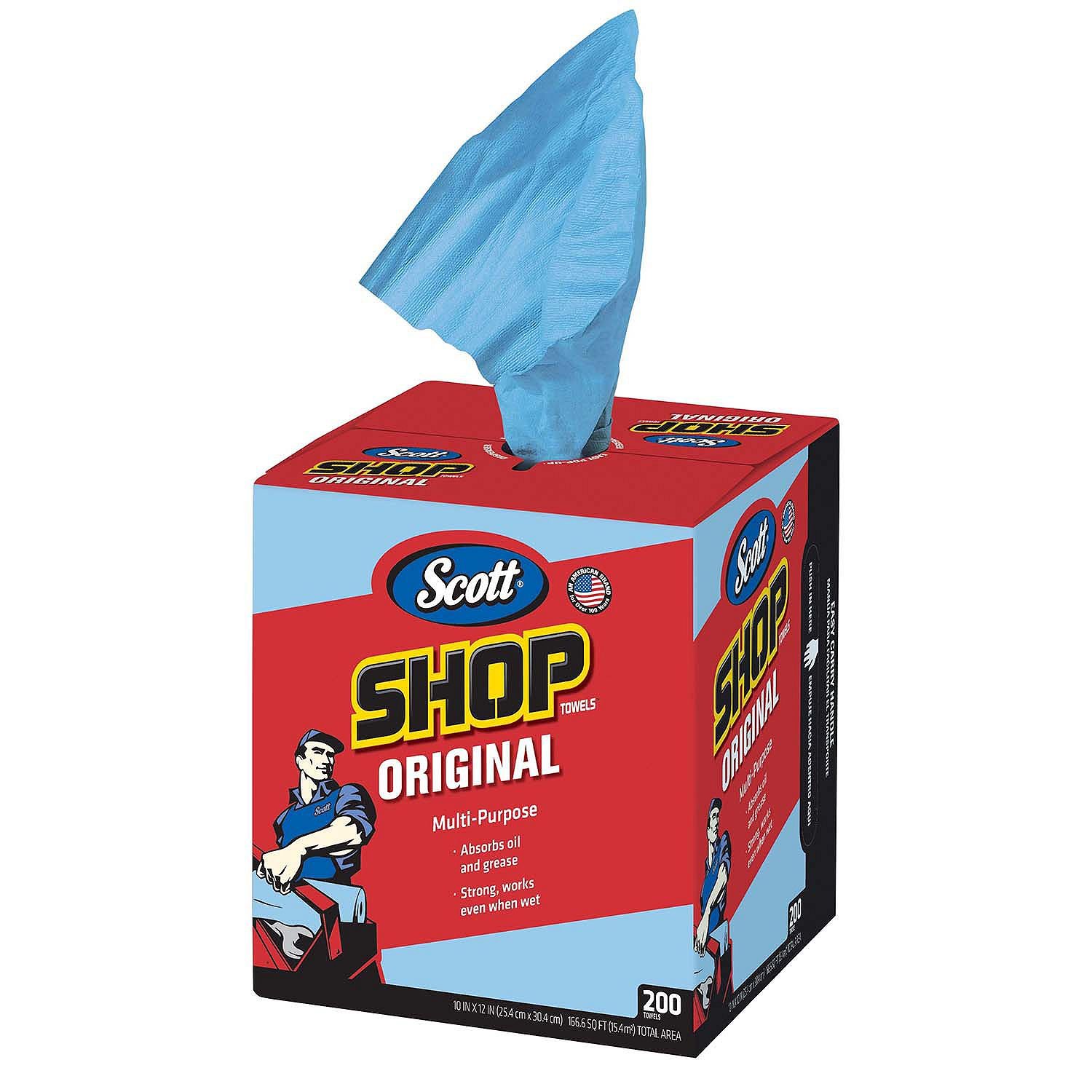 Scott Shop Towels Original (75190), Blue, Pop-Up Dispenser Box, 200 Towels/Box, 8 Boxes/Case, 1,600 Towels/Case : Health & Household