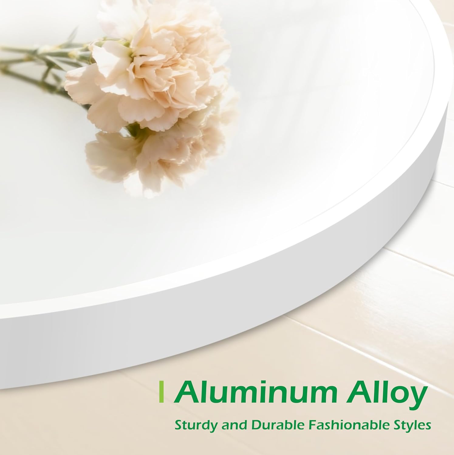 FrameWorks 24" Deluxe Contemporary White Circular Aluminum Mirror