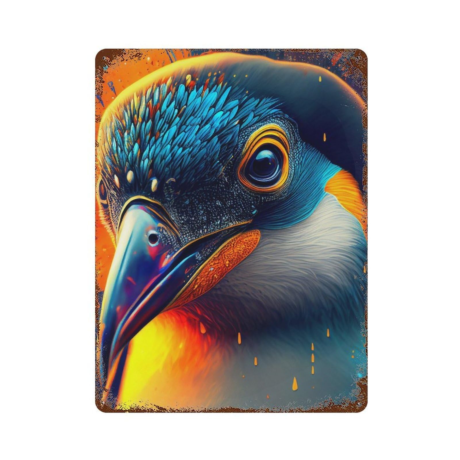 Penguin Colorufl Animal Retro Metal Sign 15.7"x11.8", Classic Wall Plaque for Garage, Pub Or Kitchen