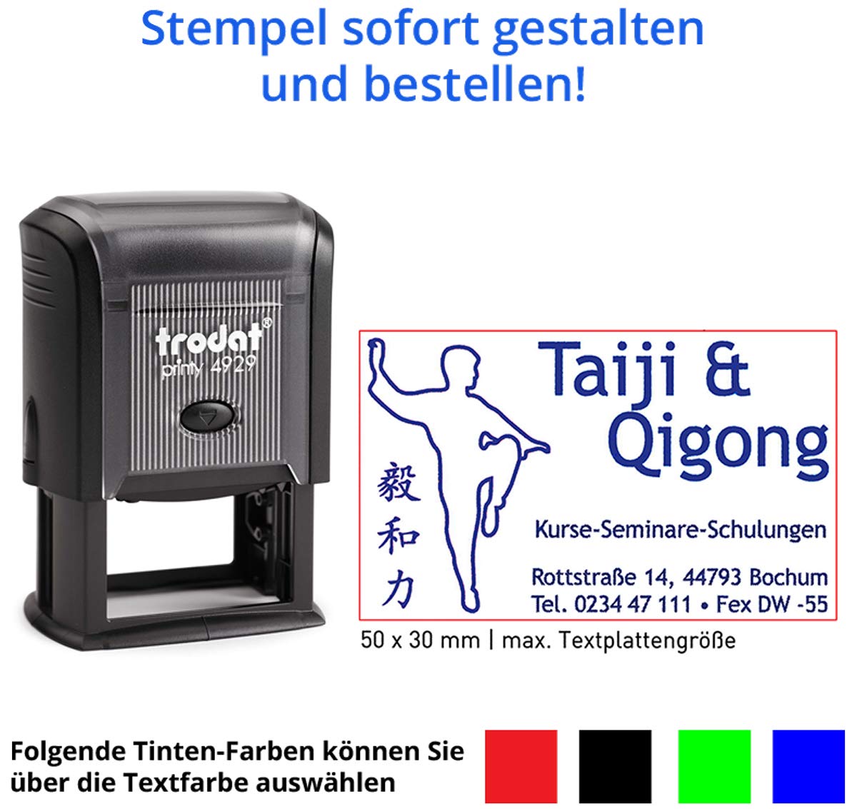 Stempel Trodat Printy 4929 (50x30 mm), für 8 Zeilen, in verschiedenen Farben, gleich Online gestalten!!! (grau)