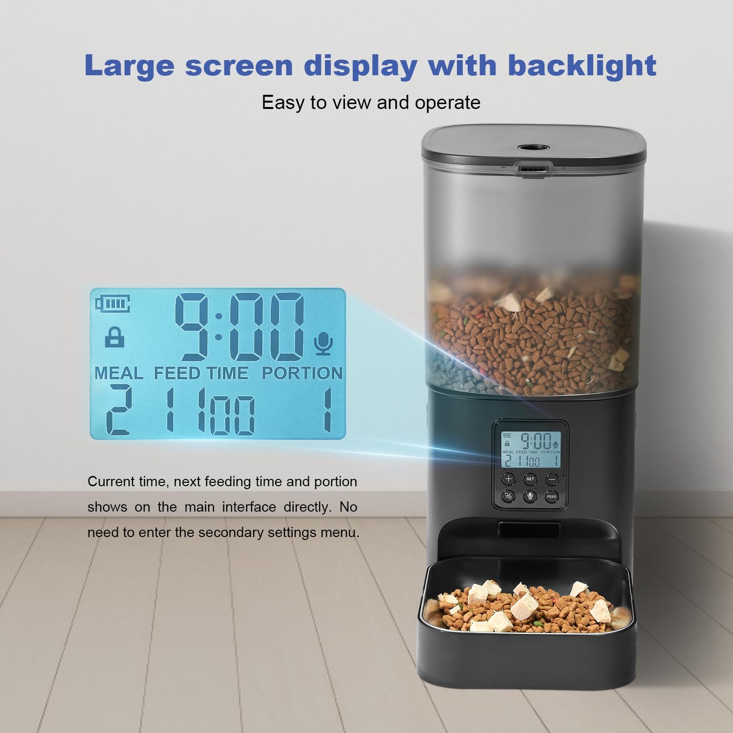 Automatic Cat Feeder, 6L Cat Food Dispenser with 10s Voice Recorder, Pet Feeder up to 8 Meals per Day, Timed Feeder with Dry Food Sealed Ring (Black) - image 5