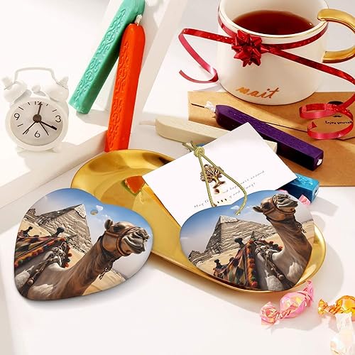 Miniatura 6 de Pirámide Camel Print Adornos de Navidad Corazón Cerámica Árbol de Navidad Adornos Colgantes de Porcelana Colgante para Decoración de Vacaciones