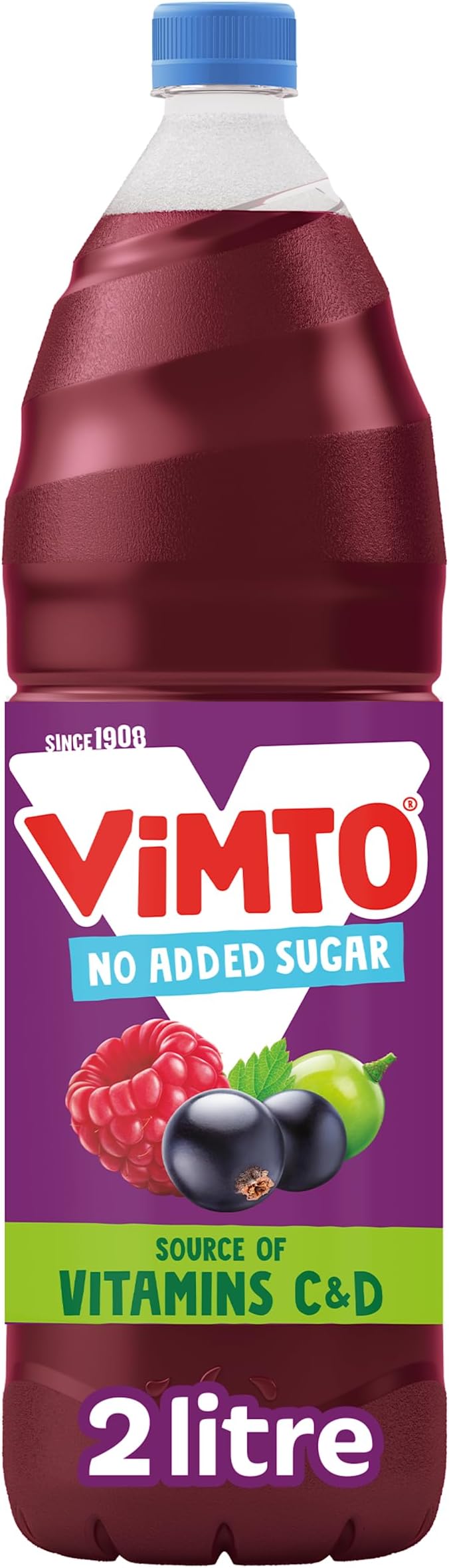 Vimto Original Real Fruit Squash No Added Sugar - Low Calorie Mixed Fruit Juice Squash, Blackcurrant, Grape & Raspberry, 2L Bottle (Pack of 6)