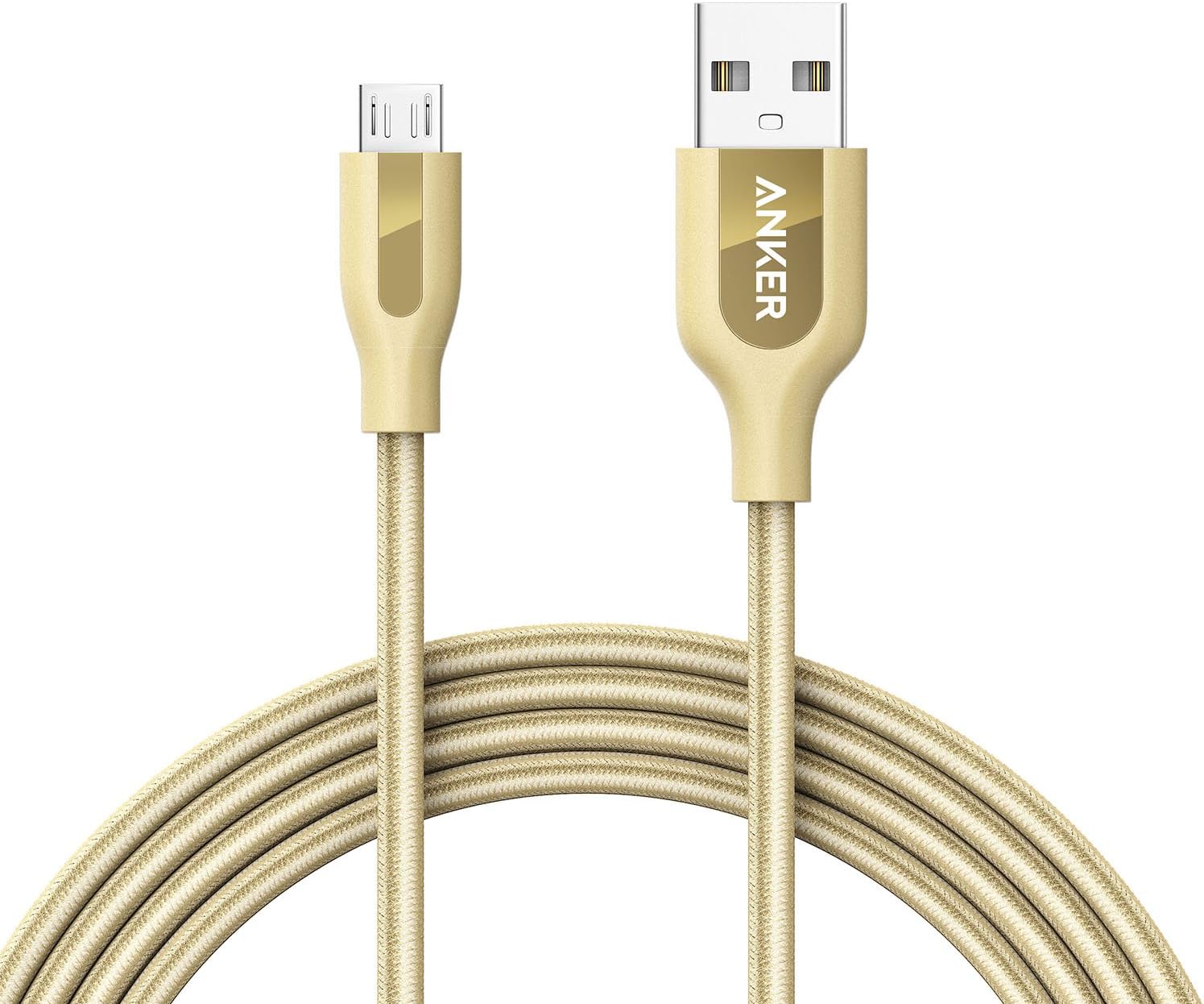 Anker Powerline+ Micro USB The Premium Durable Cable [Double Braided Nylon] for Samsung, Nexus, LG, Motorola, Android Smartphones and More (Golden, 6ft)