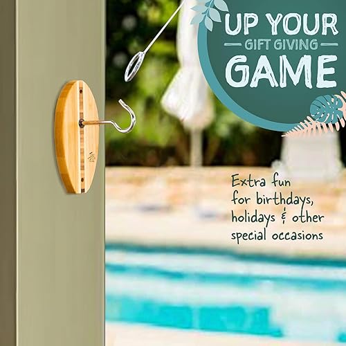 Miniatura 4 de Tiki Toss Juego de lanzamiento de gancho y anillo para adultos y niños edición de tabla de surf tabla corta con cuerda y ganchos para jugar juegos