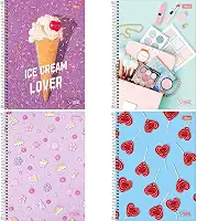 Kit com 4 Cadernos de 1 Matéria, Tilibra, Capa Dura, Vibe Feminino, 80 Folhas, Capas Sortidas