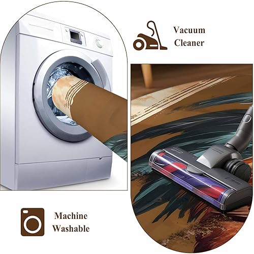 Miniatura 8 de 7ft Round Rug, Retro Rooster Non-Skid Rubber Backing Large Area Rugs - Living Room Bedroom Home Office, Pastoral Animals Watercolor Botanical Indoor