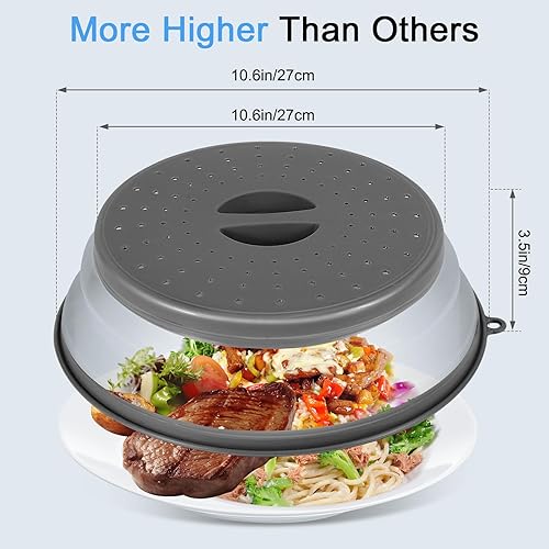Miniatura 5 de Cubierta de salpicaduras de microondas para alimentos, tapa protectora de salpicaduras de silicona plegable y ventilada, placa de microondas y