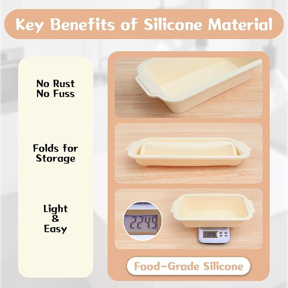Silicone Loaf Tin with Frame: 24x13cm Nonstick Banana Bread Tin for Baking