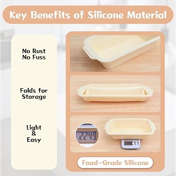Silicone Loaf Tin with Frame: 24x13cm Nonstick Banana Bread Tin for Baking