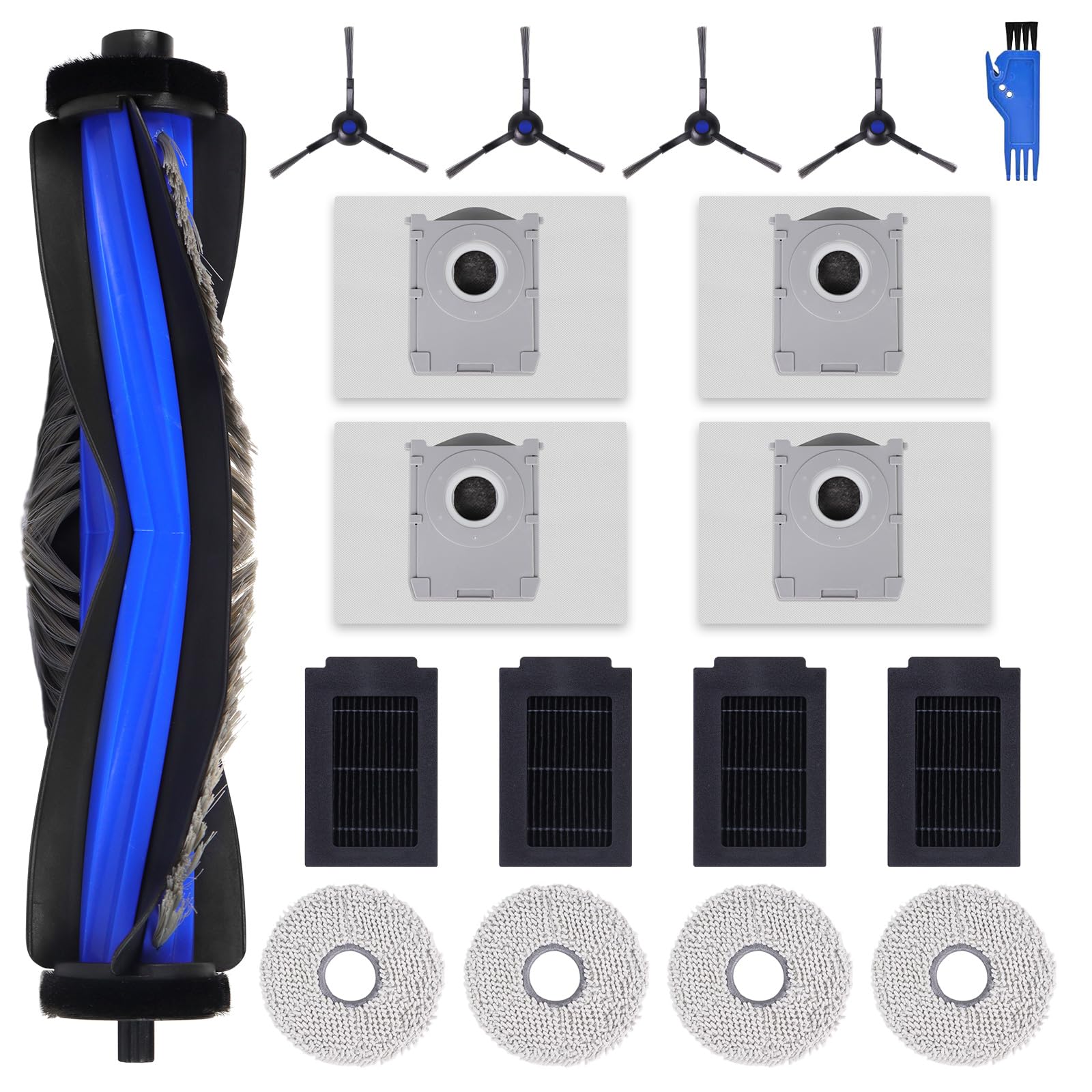 T50 Max Accessori di Ricambio Compatibili per ECOVACS DEEBOT T50 Max Pro Omni Robot Aspirapolvere, 1 Spazzola Principale, 4 Filtri, 4 Spazzole Laterali, 4 Panni Mop, 4 Sacchetti Antibatterici