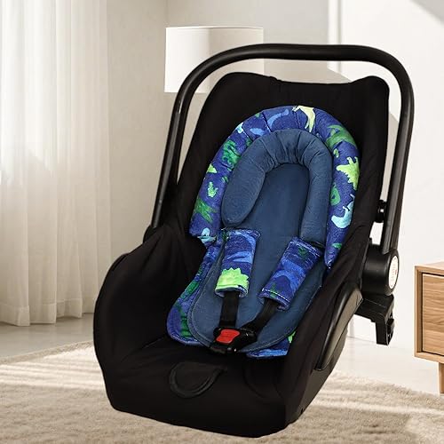 Miniatura 3 de Soporte de cabeza de asiento de automóvil para bebé con reposacabezas extra, soporte para cuerpo de bebé 2 en 1 con almohadillas para los hombros