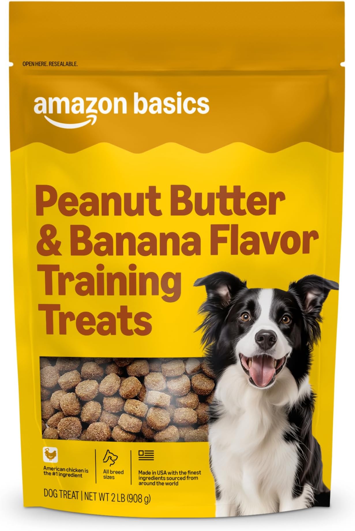 Peanut Butter & Banana Flavor Training Treats for Dogs, 2 Pound (Pack of 1) (Previously Wag)