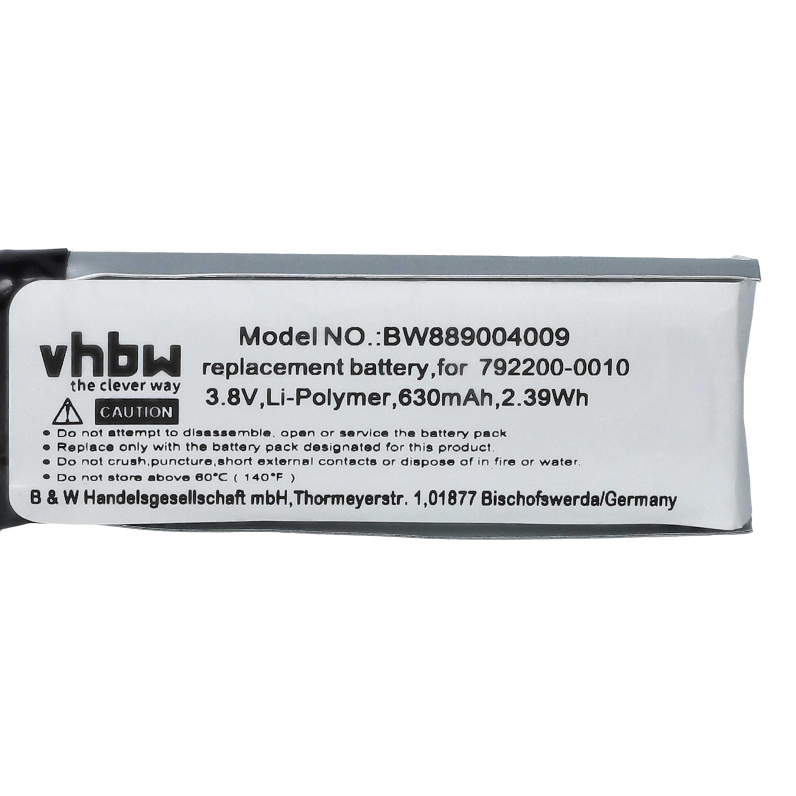 vhbw 1 x bateria do bezprzewodowych słuchawek dousznych Bose 792200-0010 (630 mAh, 3,8 V, Li-ion)
