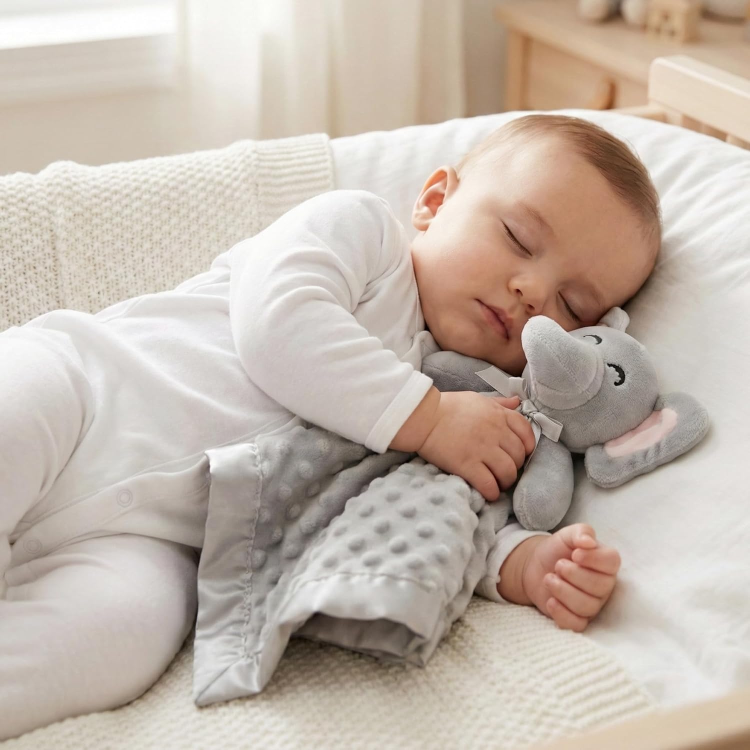 Pro Goleem Elephant Security Blanket, Soft Lovey Unisex Lovie Baby Gifts for Boys and Girls Snuggle Toy Stuffed Animal Newborn Essentials and Items Grey 16 Inch