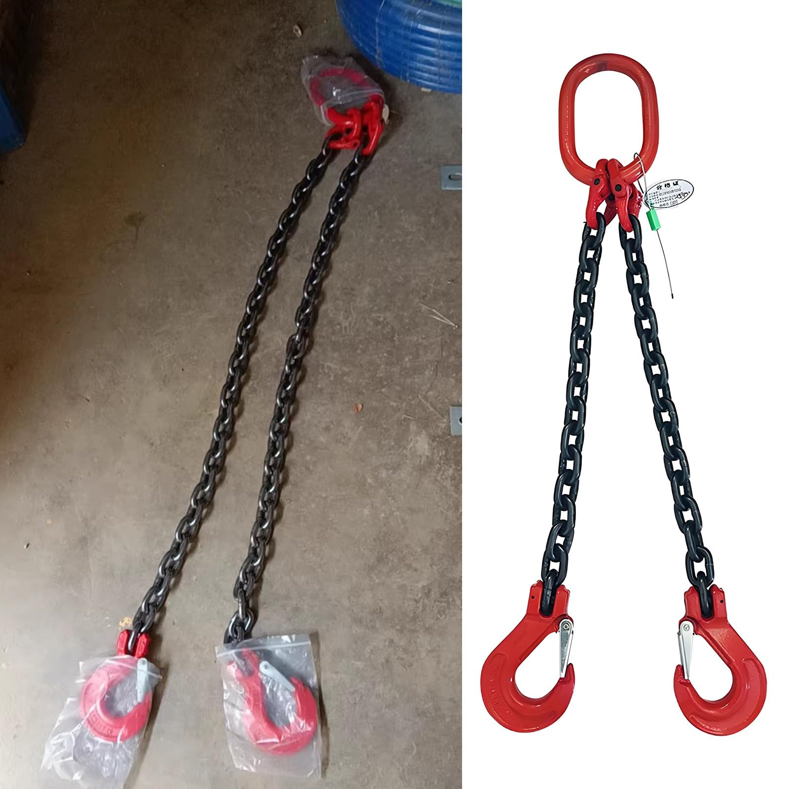 Generico Imbracature a Catena a 2 Vie Personalizzabili con Ganci, Catene di Sollevamento per carichi Pesanti per Uso in Magazzino, capacità 5 tonnellate, marcatura Standard, perfette per carichi da 1