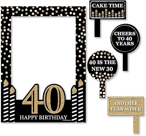 Amazon Co Jp Adult 40th Birthday ゴールド 誕生日パーティー写真ブース画像フレーム Props 頑丈な 素材にプリント おもちゃ