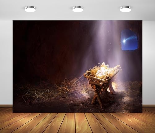 BELECO 3x2.5m Fondo Pesebre Nacimiento Navidad, Cielo Estrellado Nacimiento Jesú