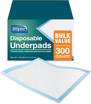 Inspire Disposable Chux Underpads, 23 x 36 Inches, Pack of 300