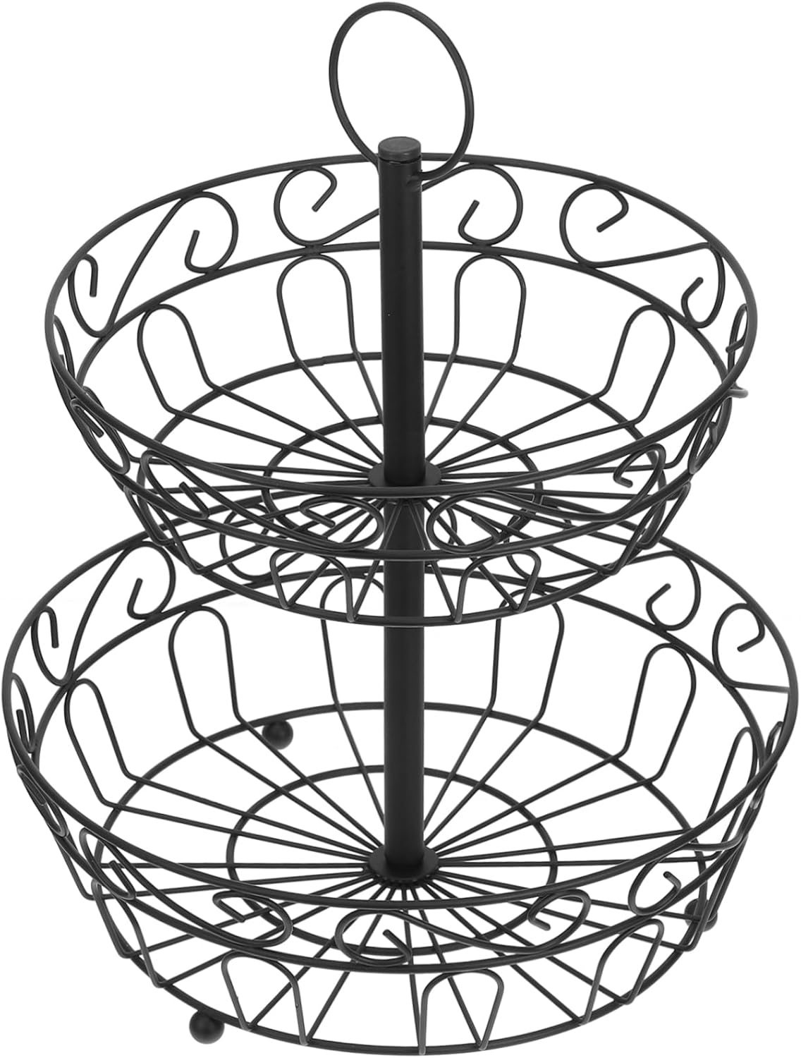 Alipis Iron Fruit Basket for Kitchen Countertop Wire Fruit Bowl with Modern Black Finish Fruit Storage Basket for Bananas and Snacks Decorative and Functional Kitchen Organizer