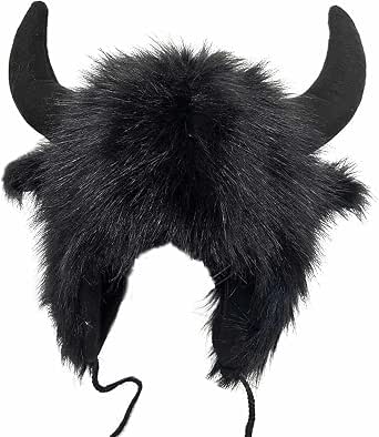 Berretto Uomo Con Barba E Corni Vichinghi | Kafeimali | Cappello Pieghevole In Maglia Con Testa Barbara | Unico E Divertente