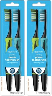 Amazon Basics Electric Pulsating Deep Cleaning Toothbrushes, 2 Count, 2-Pack