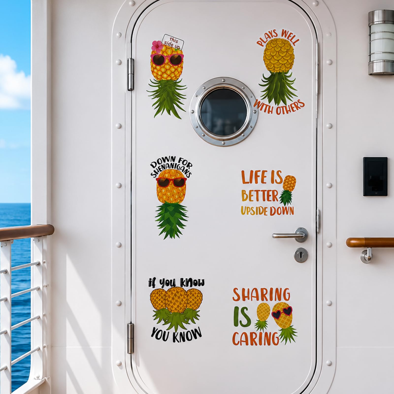 Upside Down Pineapple Cruise Door Magnets,6 Pcs